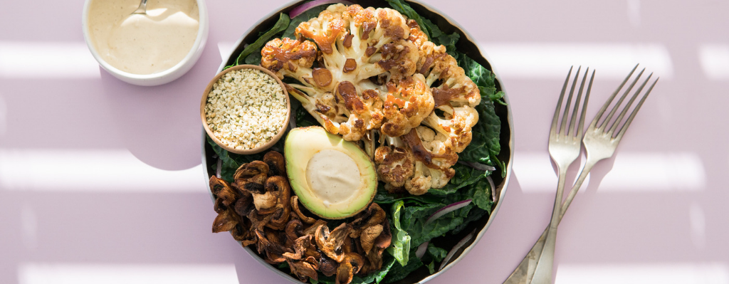 Kale Caesar Salad With Cauliflower Steaks